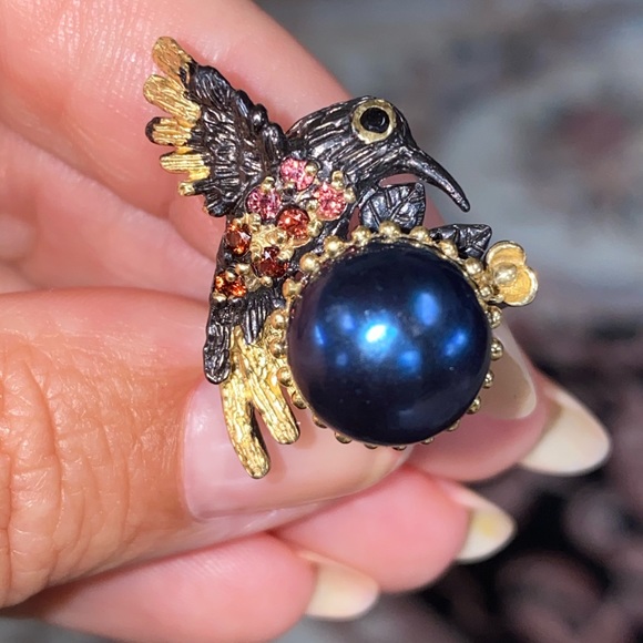 Adorable Genuine Black Tahitian Pearl Ring - Picture 13 of 17